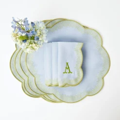 Mrs. Alice Placemats|Alathea Blue & Green Linen Placemats (Set Of 4)