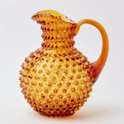Mrs. Alice Glassware Sets|Amber Hobnail Jug And Glasses (Set Of 6)