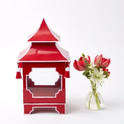 Mrs. Alice Candle Holders|Berry Red Pagoda Lantern
