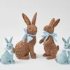Mrs. Alice Rattan Tableware|Blue & Brown Rattan Rabbit Family