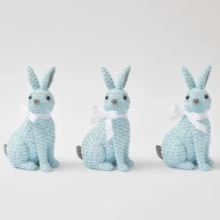 Mrs. Alice Rattan Tableware|Blue & Brown Rattan Rabbit Family