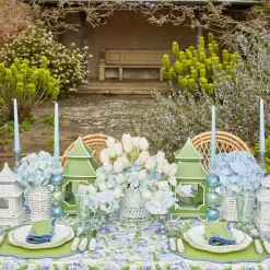 Mrs. Alice Candle Holders|Blue & Green Camille Candle Holder (Pair)