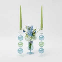 Mrs. Alice Candle Holders|Blue & Green Camille Candle Holder (Pair)