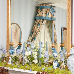 Mrs. Alice Candle Holders|Blue & White Parrot Candle Holder (Pair)