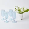 Mrs. Alice Glasses|Blue & White Rim Short Stem Glass (Set Of 4)