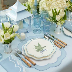 Mrs. Alice Glasses|Blue & White Rim Water Glasses (Set Of 4)