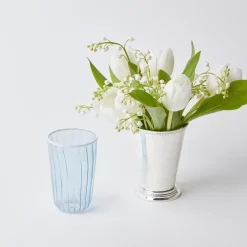 Mrs. Alice Glasses|Blue & White Rim Water Glasses (Set Of 4)