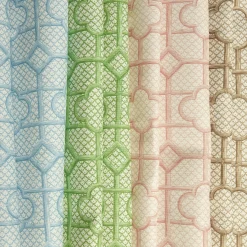 Mrs. Alice Serena Fresson Fabrics|Blue Bamboo Trellis Fabric