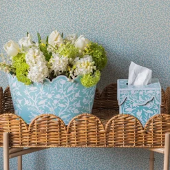 Mrs. Alice Tissue Boxes|Blue Floral Tole Tissue Box