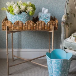 Mrs. Alice Tissue Boxes|Blue Floral Tole Tissue Box