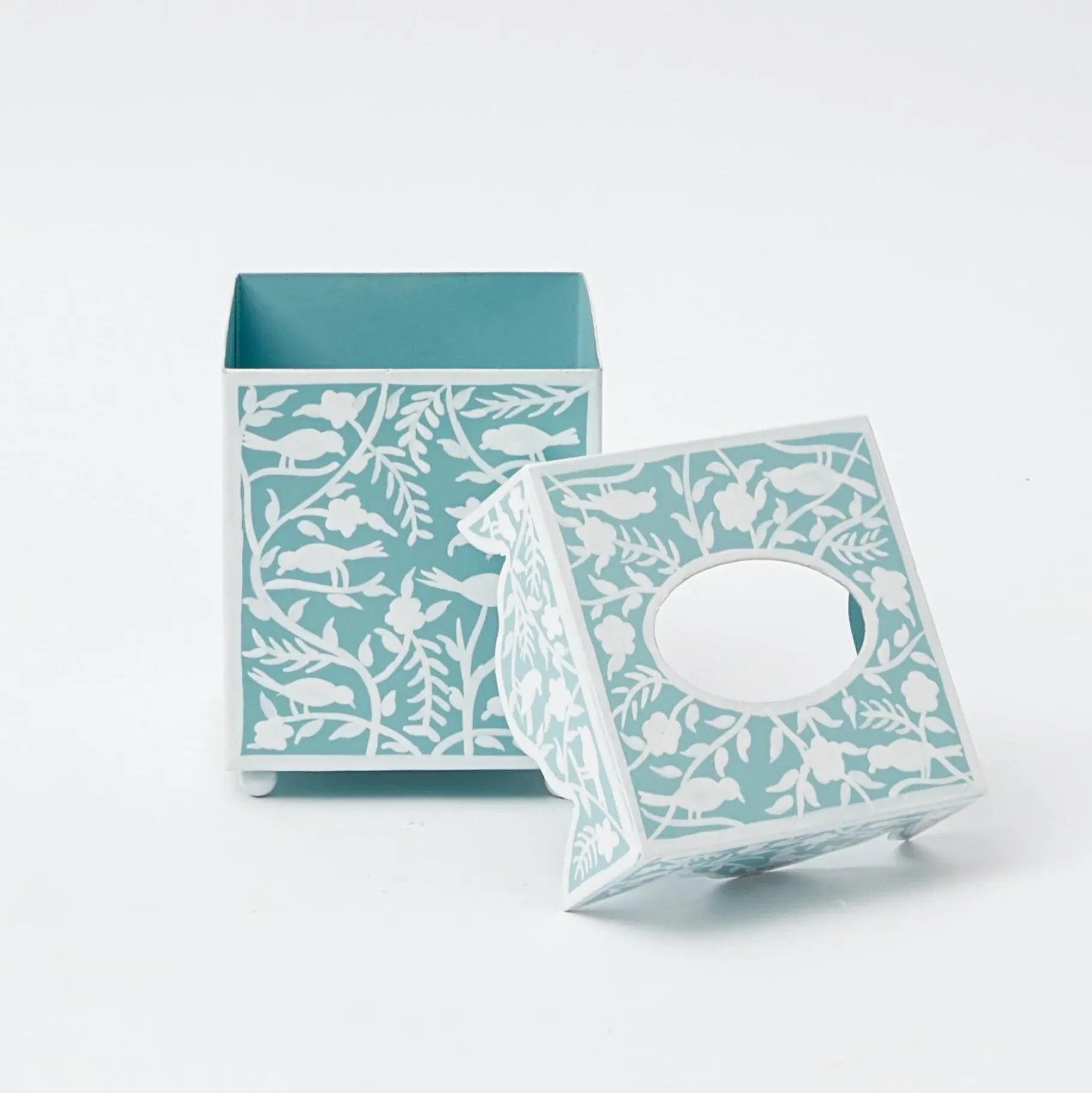 Mrs. Alice Tissue Boxes|Blue Floral Tole Tissue Box