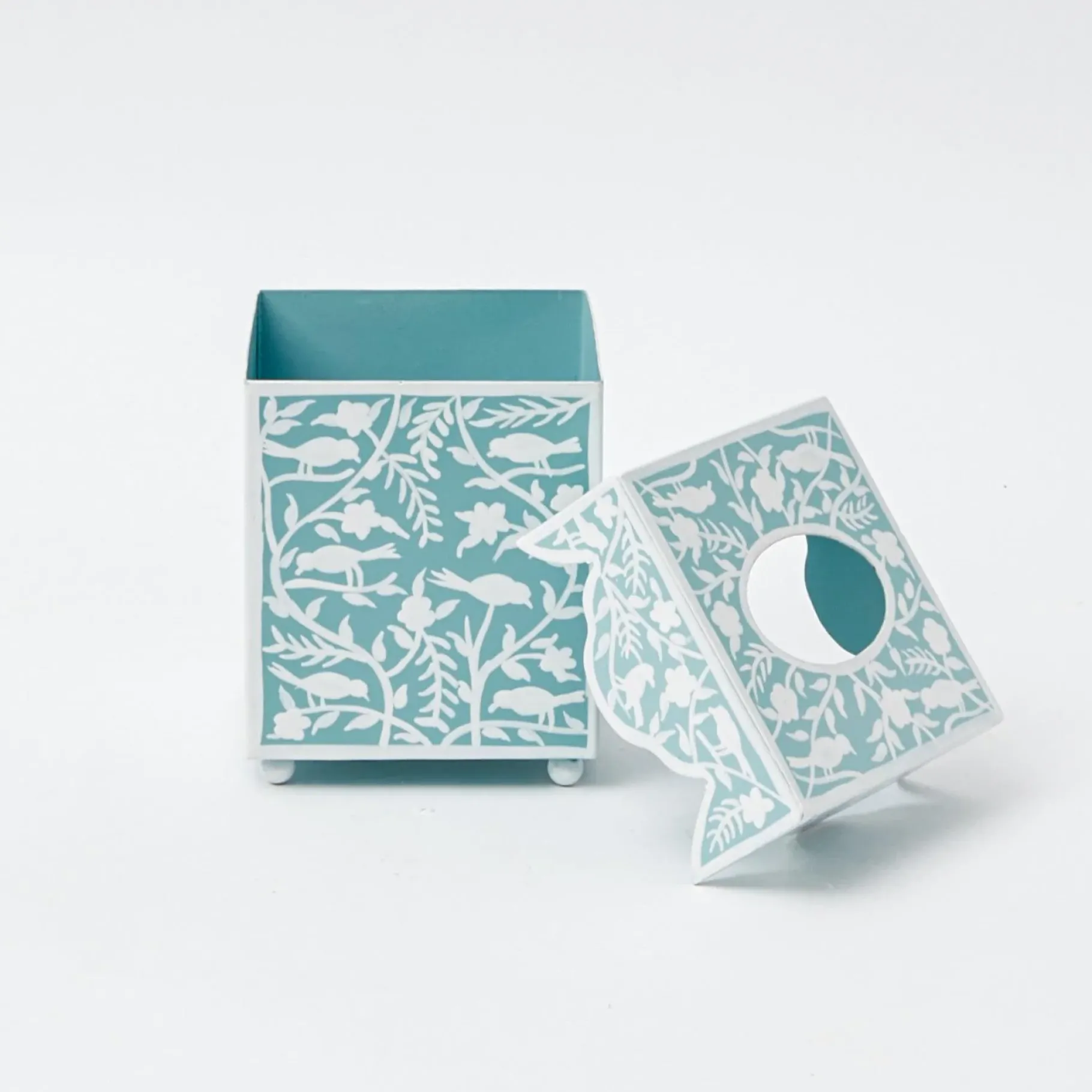 Mrs. Alice Tissue Boxes|Blue Floral Tole Tissue Box