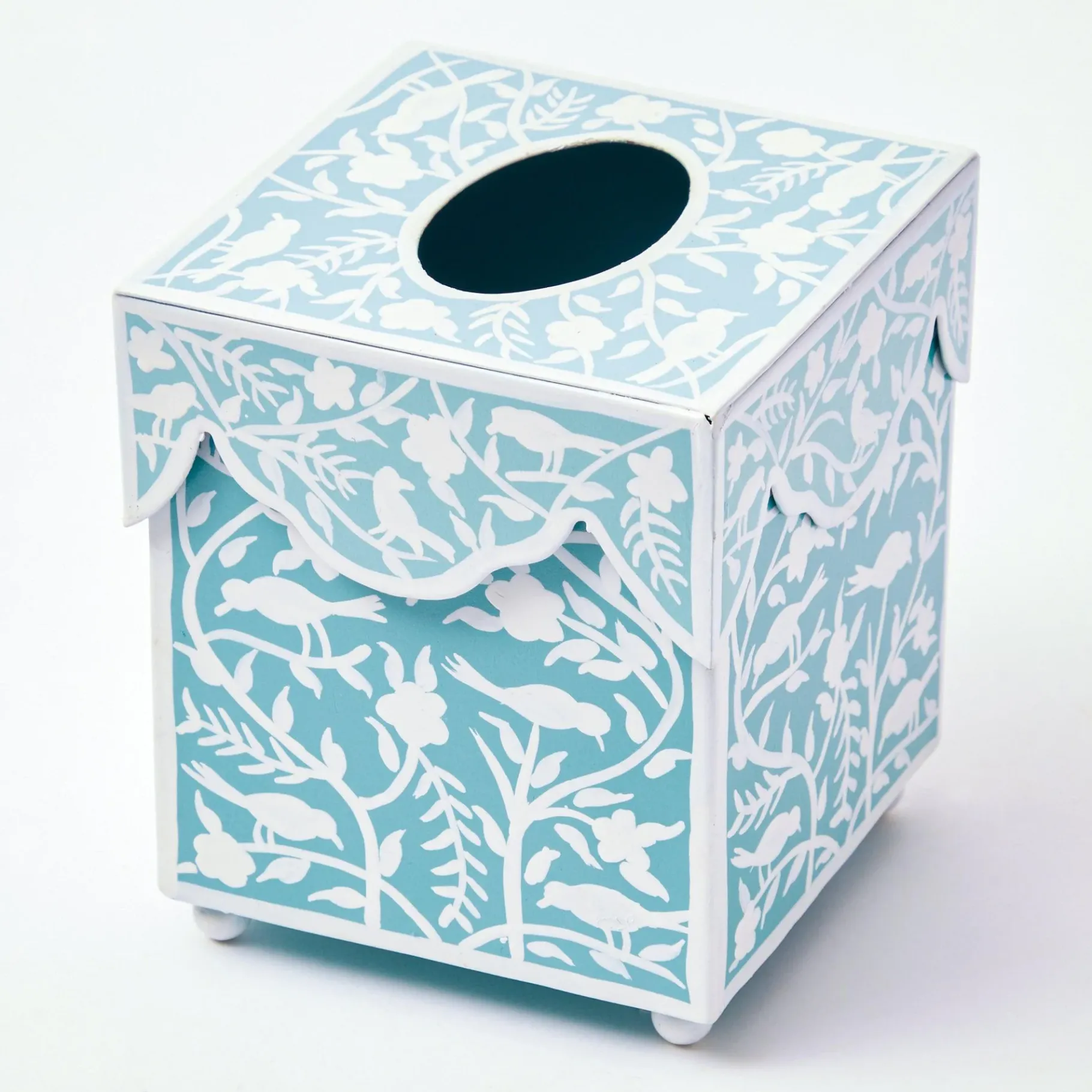 Mrs. Alice Tissue Boxes|Blue Floral Tole Tissue Box