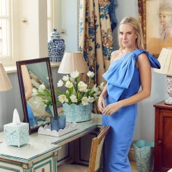 Mrs. Alice Tissue Boxes|Blue Floral Tole Tissue Box