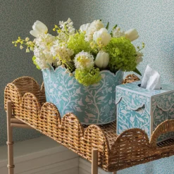 Mrs. Alice Tissue Boxes|Blue Floral Toleware Set