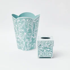Mrs. Alice Tissue Boxes|Blue Floral Toleware Set