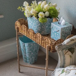 Mrs. Alice Tissue Boxes|Blue Floral Toleware Set