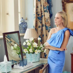 Mrs. Alice Tissue Boxes|Blue Floral Toleware Set