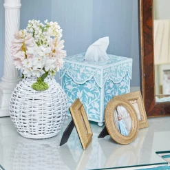 Mrs. Alice Tissue Boxes|Blue Floral Toleware Set