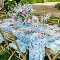 Mrs. Alice Cushions|Blue Gingham Ruffle Seat Pad Cushion