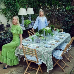 Mrs. Alice Cushions|Blue Gingham Ruffle Seat Pad Cushion (Set Of 4)