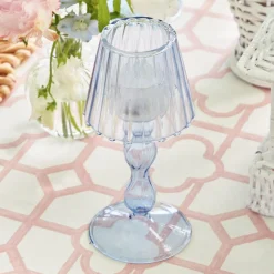 Mrs. Alice Candle Holders|Blue Glass Lantern Tea Light Holder (Pair) - 18 Cm