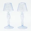 Mrs. Alice Candle Holders|Blue Glass Lantern Tea Light Holders (Pair) - 24Cm