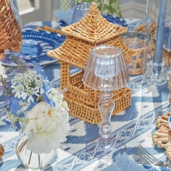 Mrs. Alice Candle Holders|Blue Glass Lantern Tea Light Holder Set