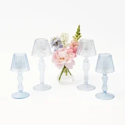 Mrs. Alice Candle Holders|Blue Glass Lantern Tea Light Holder Set