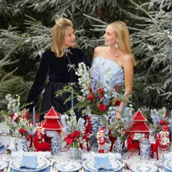 Mrs. Alice Napkins|Blue Hand Embroidered Father Christmas Napkins (Set Of 4)