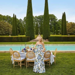 Mrs. Alice Cushions|Blue Ikat Seat Pad Cushion