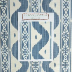 Mrs. Alice Serena Fresson Fabrics|Blue Ikat Stripe Fabric