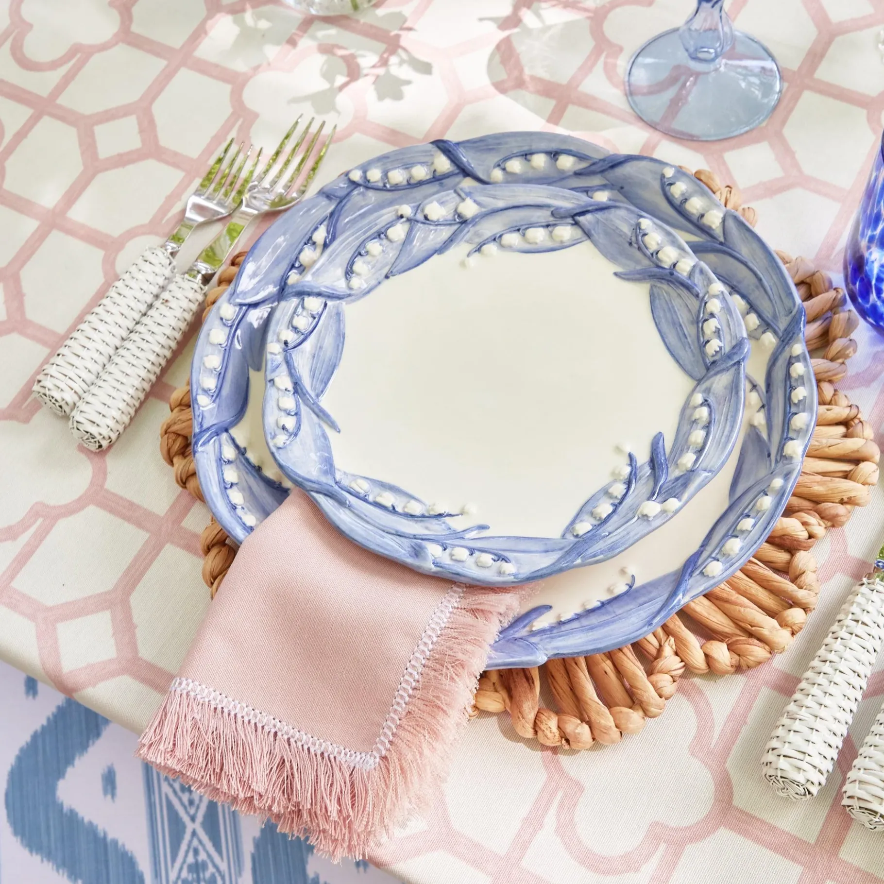 Mrs. Alice Crockery Sets|Blue Lily Of The Valley Starter Plates (Set Of 4)