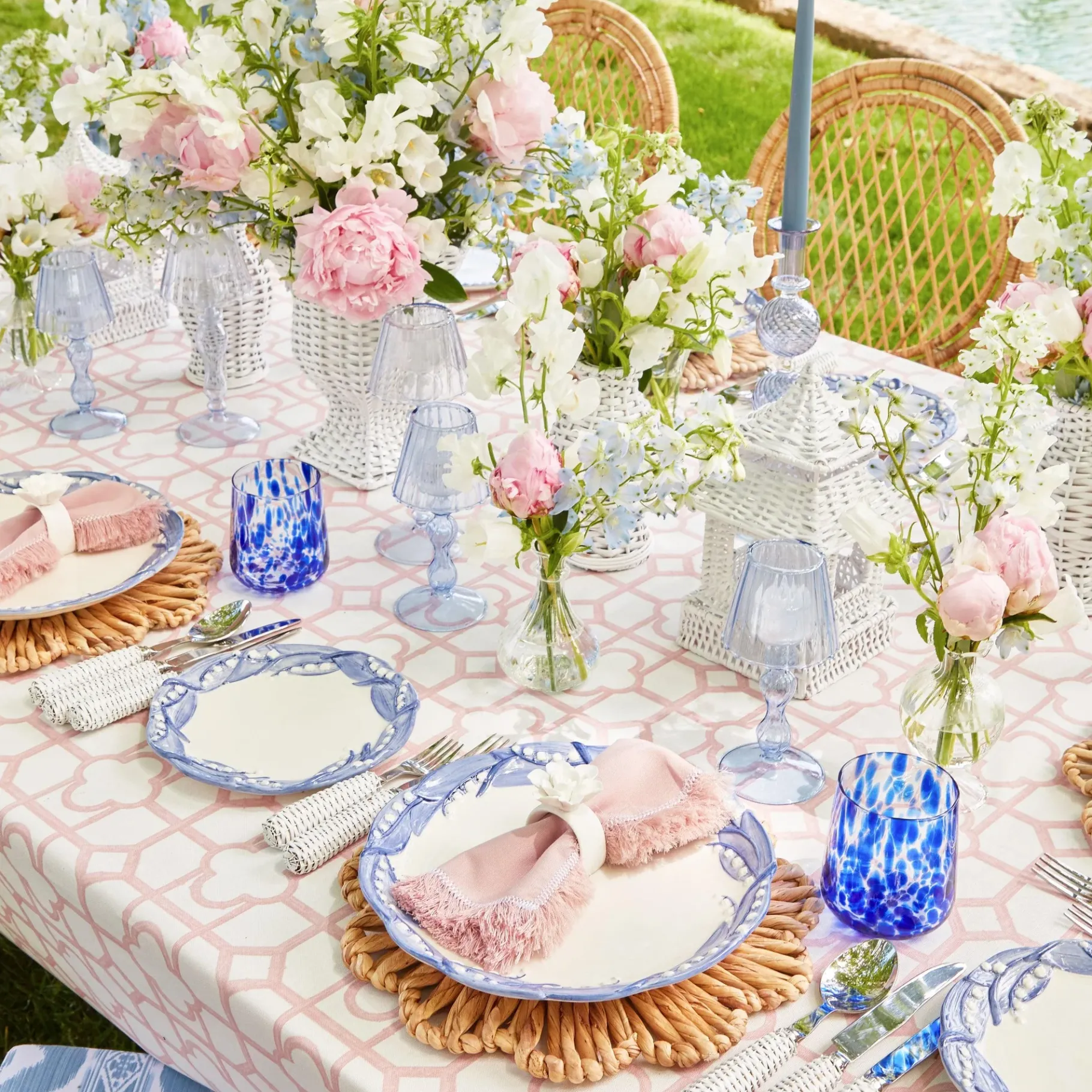 Mrs. Alice Crockery Sets|Blue Lily Of The Valley Starter Plates (Set Of 4)