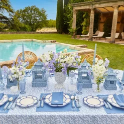 Mrs. Alice Dinner Plates|Blue Petal Bamboo Dinner Plate (Set Of 4)