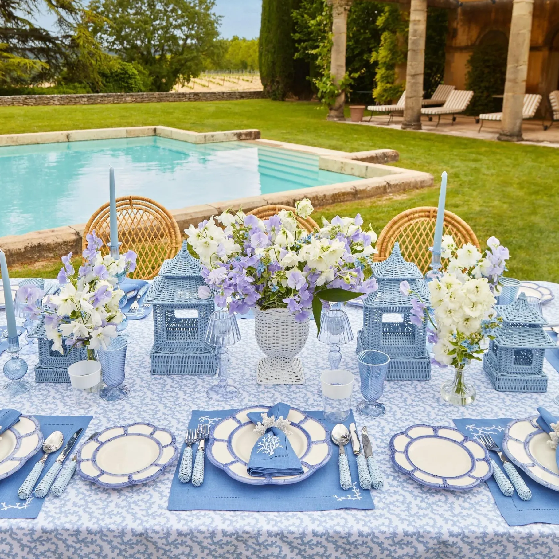 Mrs. Alice Crockery Sets|Blue Petal Bamboo Dinner & Starter Plates (Set Of 8)