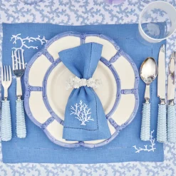Mrs. Alice Crockery Sets|Blue Petal Bamboo Dinner & Starter Plates (Set Of 8)