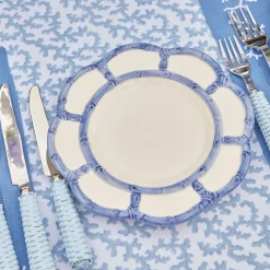 Mrs. Alice Dinner Plates|Blue Petal Bamboo Dinner & Starter Plates (Set Of 8)