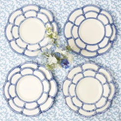 Mrs. Alice Bamboo Crockery|Blue Petal Bamboo Dinner & Starter Plates (Set Of 8)