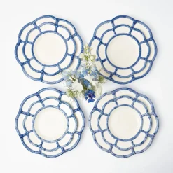 Mrs. Alice Starter Plates|Blue Petal Bamboo Dinner & Starter Plates (Set Of 8)
