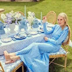 Mrs. Alice Starter Plates|Blue Petal Bamboo Dinner & Starter Plates (Set Of 8)