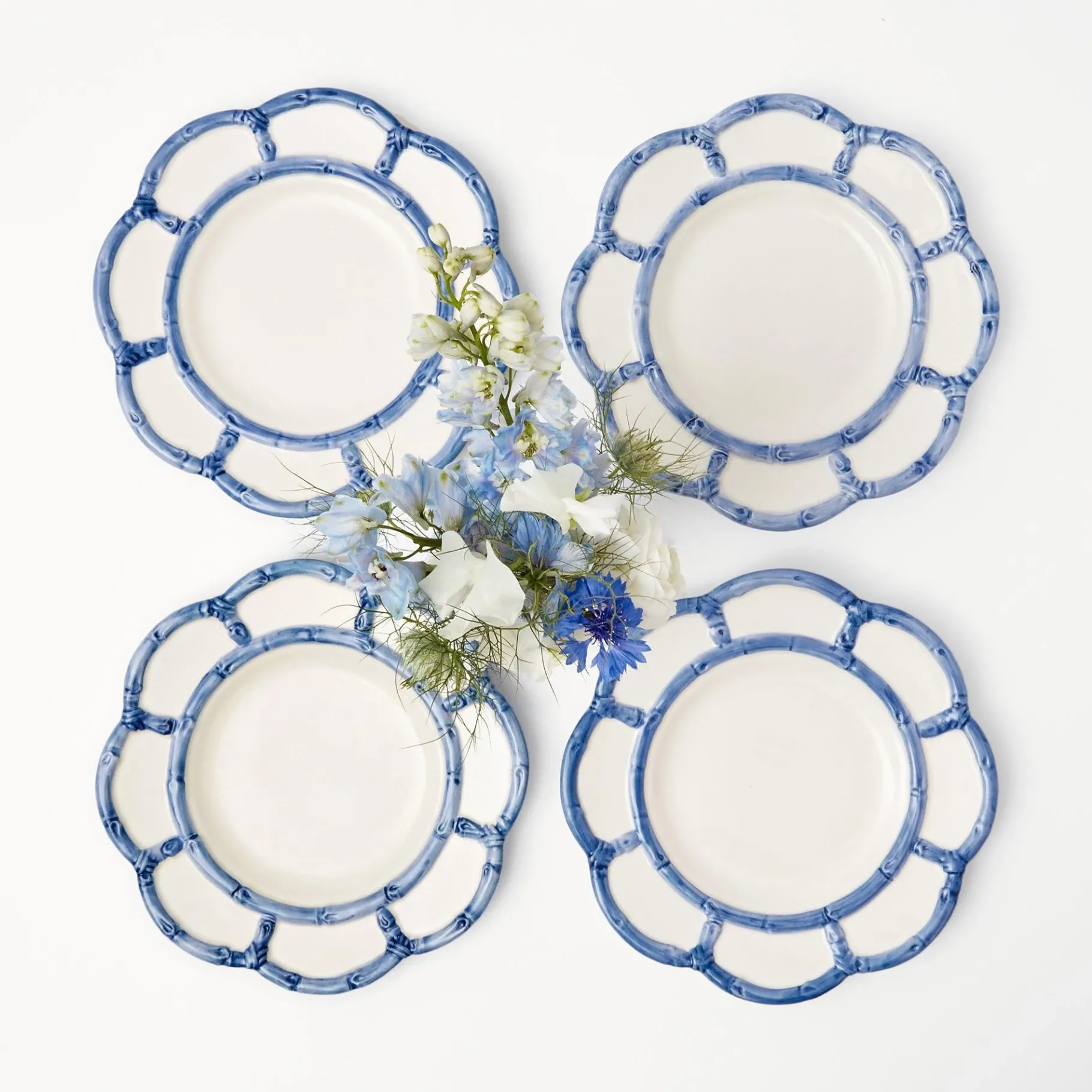 Mrs. Alice Crockery Sets|Blue Petal Bamboo Starter Plate (Set Of 4)