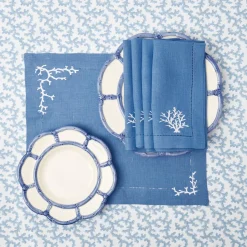 Mrs. Alice Starter Plates|Blue Petal Bamboo Starter Plate (Set Of 4)