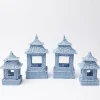 Mrs. Alice Candle Holders|Blue Rattan Pagoda Lantern Set