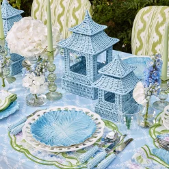 Mrs. Alice Candle Holders|Blue Rattan Pagoda Lantern