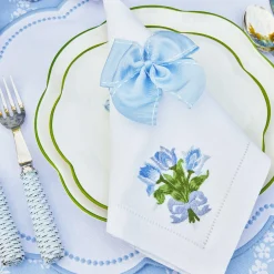 Mrs. Alice Napkin Rings, Bows & Wreaths|Blue Saddle Stitch Napkin Bows (Set Of 4)