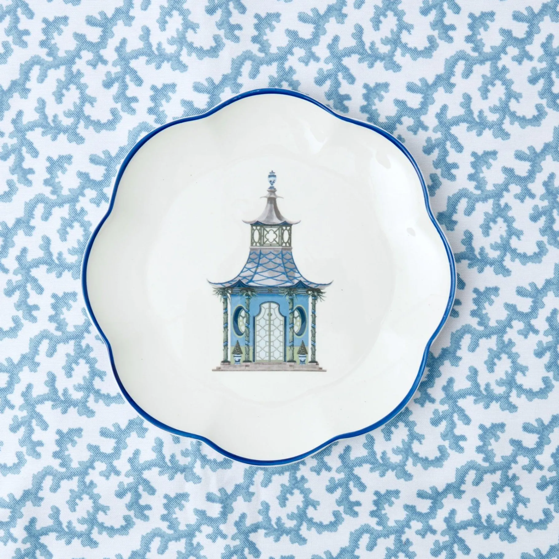 Mrs. Alice Starter Plates|Blue Scalloped Pagoda Starter Plate