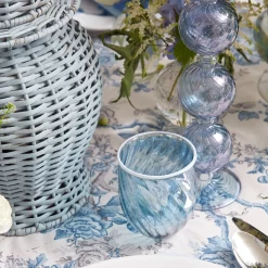 Mrs. Alice Glasses|Blue Swirl Water Glasses With White Rim (Set Of 4)