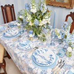 Mrs. Alice Glasses|Blue Swirl Water Glasses With White Rim (Set Of 4)