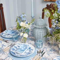 Mrs. Alice Glasses|Blue Swirl Water Glasses With White Rim (Set Of 4)